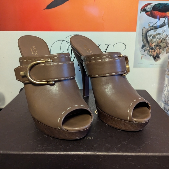 Gucci - Size 8 - Horse Bit Peep Toe Clog - Full inclusion - Picture 4 of 13